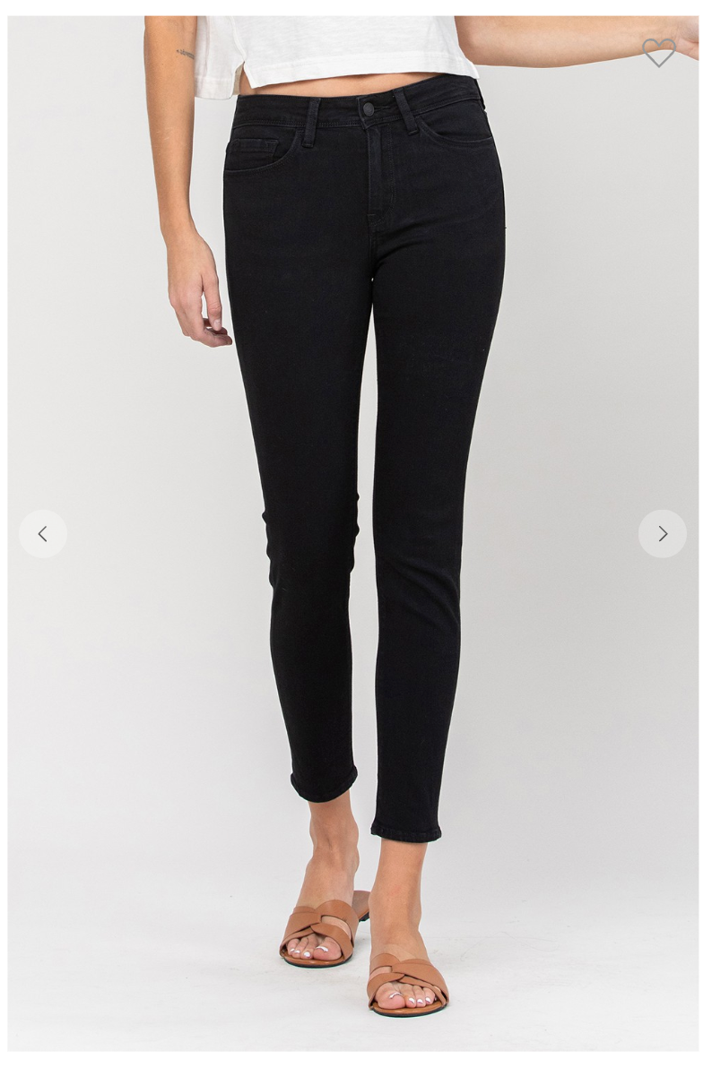 Mid Rise Black Ankle Skinny Jeans By Flying Monkey – Mina Mae's
